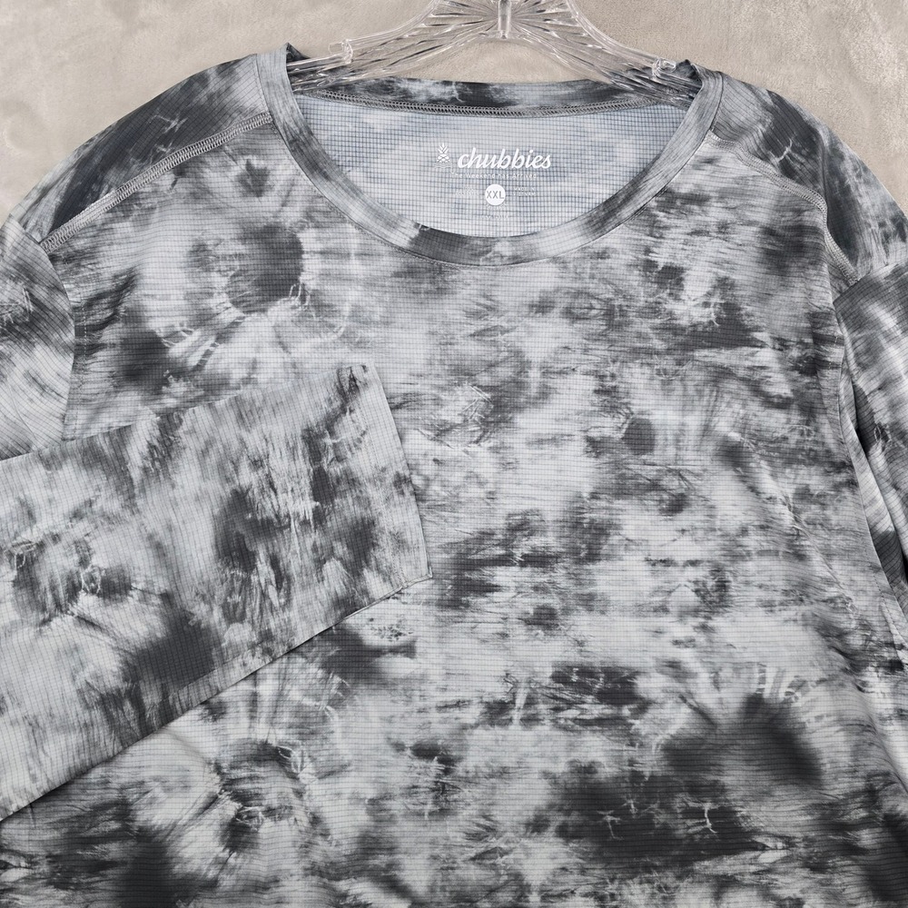 Chubbies LS Ultimate Tee Mens XXL Grey The‎ Fog Tie Dye Long Sleeve T-Shirt